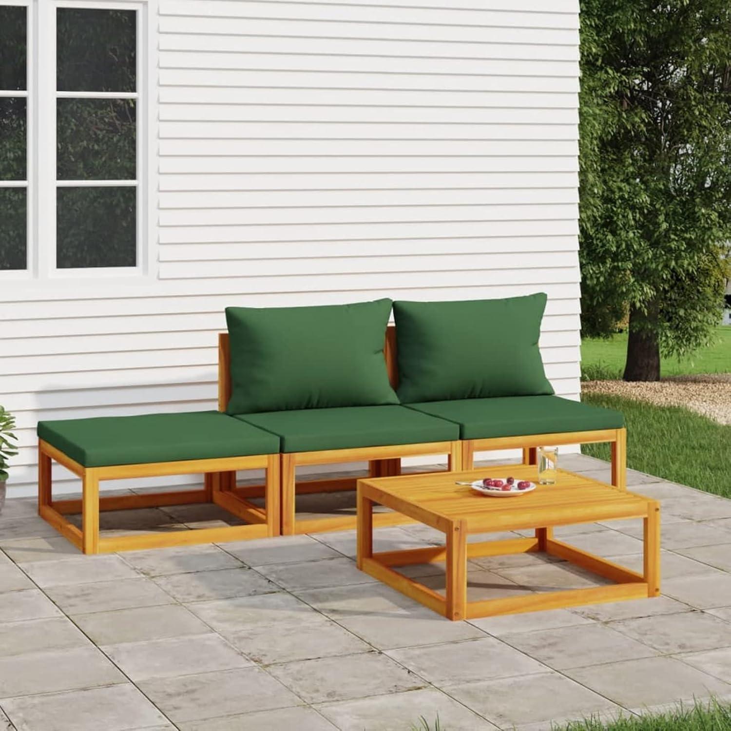 4-TLG Lounge Gartenmöbel-Set Holz Balkonmöbel Outdoor mit Kissen