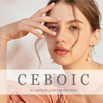 24 Stück Mandel Blumen French Cute Weiß Künstliche Fingernägel Kit