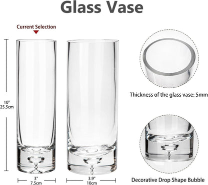 Kristallklare Dekovase 25cm Glas-Zylindervase für Hochzeit