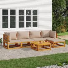 Modulares Akazienholz Gartenmöbel-Set 6-tlg. Taupe Kissen Sitzgruppe