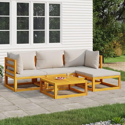 Garten Lounge Set Holz 5-TLG Modular Flexibel Outdoor Hellgrau Kissen