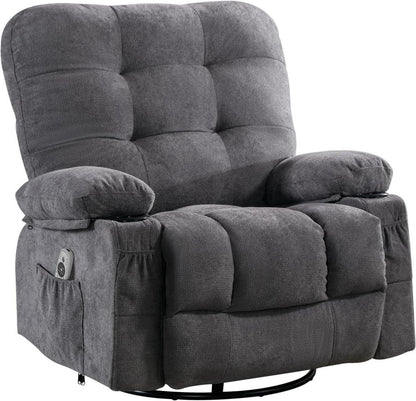 Massagesessel Liegefunktion Oversize 360° Drehbar Grau