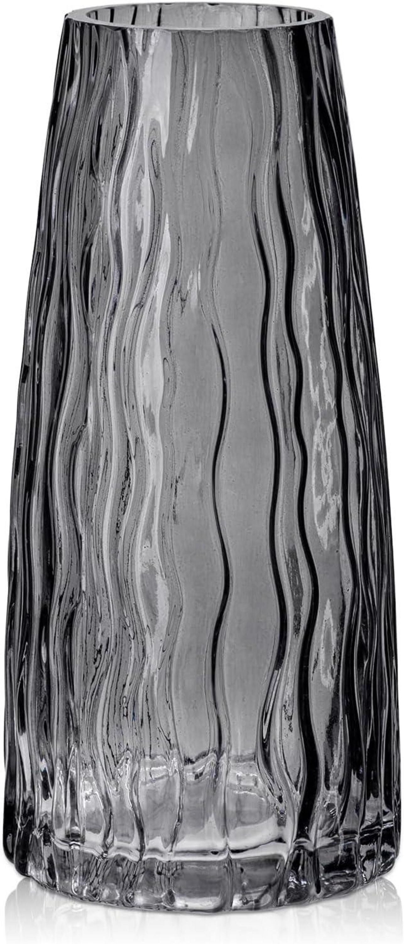 Dekovase Glas Rillen Ins Style Blumenvase Tischdeko 25cm