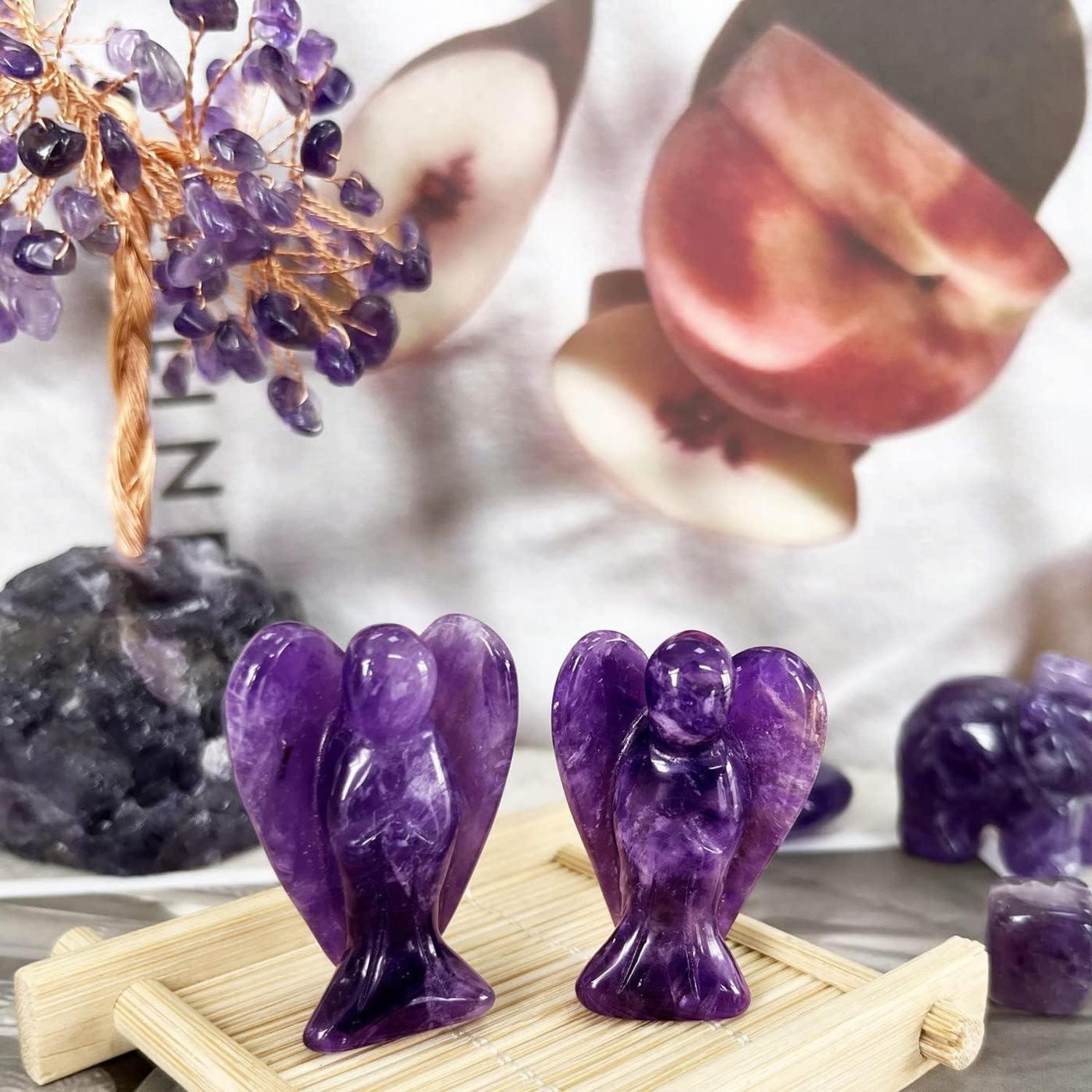 Engel Figur Amethyst 38mm Schutzengel Kristall Statue Reiki Geschenk