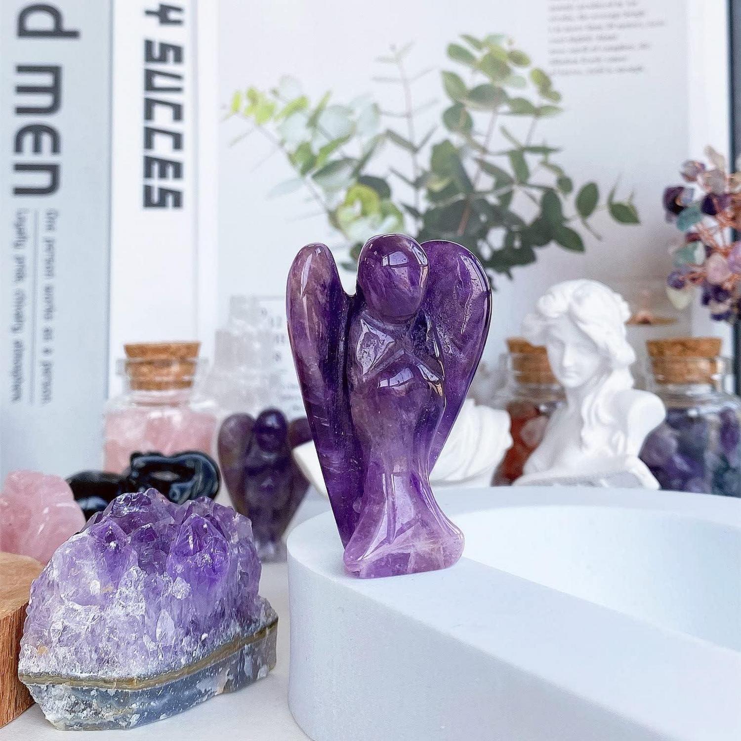 38mm Amethyst Schutzengel Kristall Heilung Engel Statue Geschenk