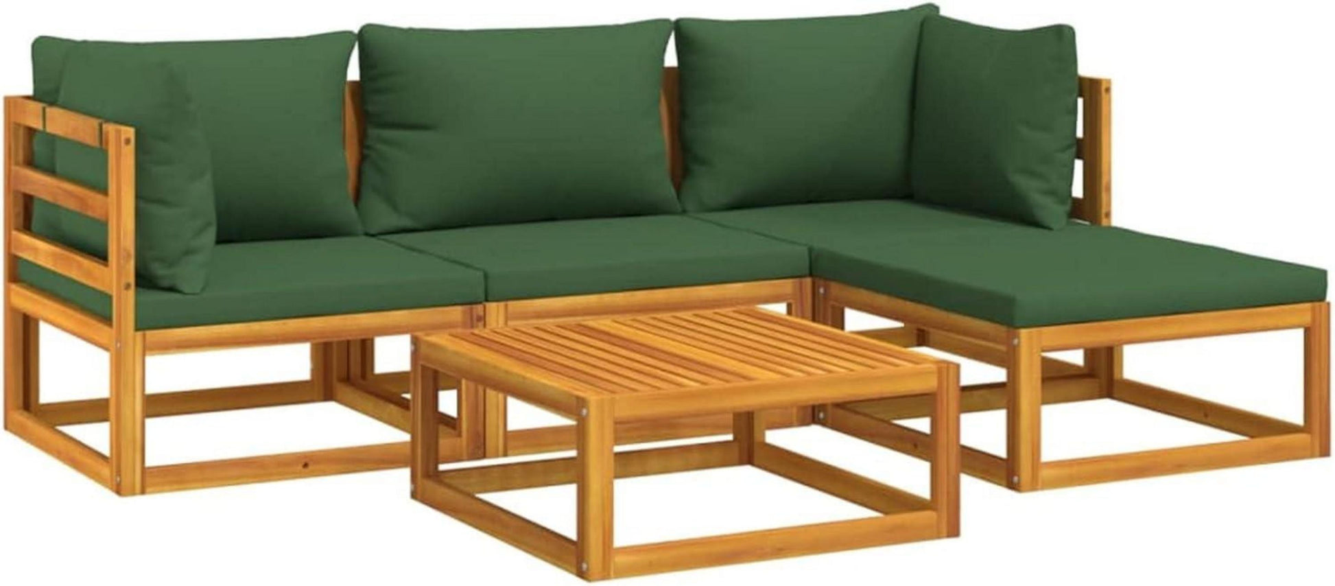 Garten Lounge Set Holz 5-tlg Balkonmöbel mit Kissen und Tisch