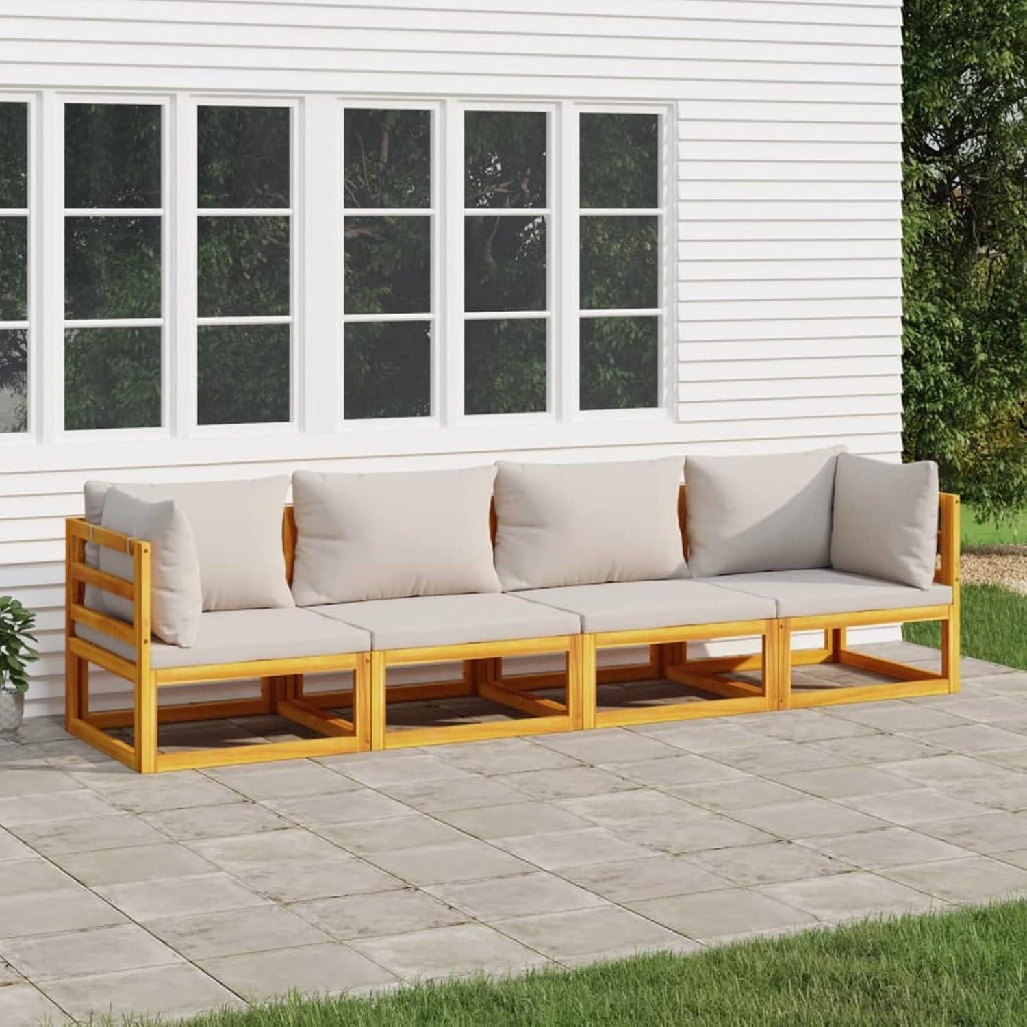 Modulares Gartenmöbel Set Holz 4-tlg Outdoor Lounge Balkon