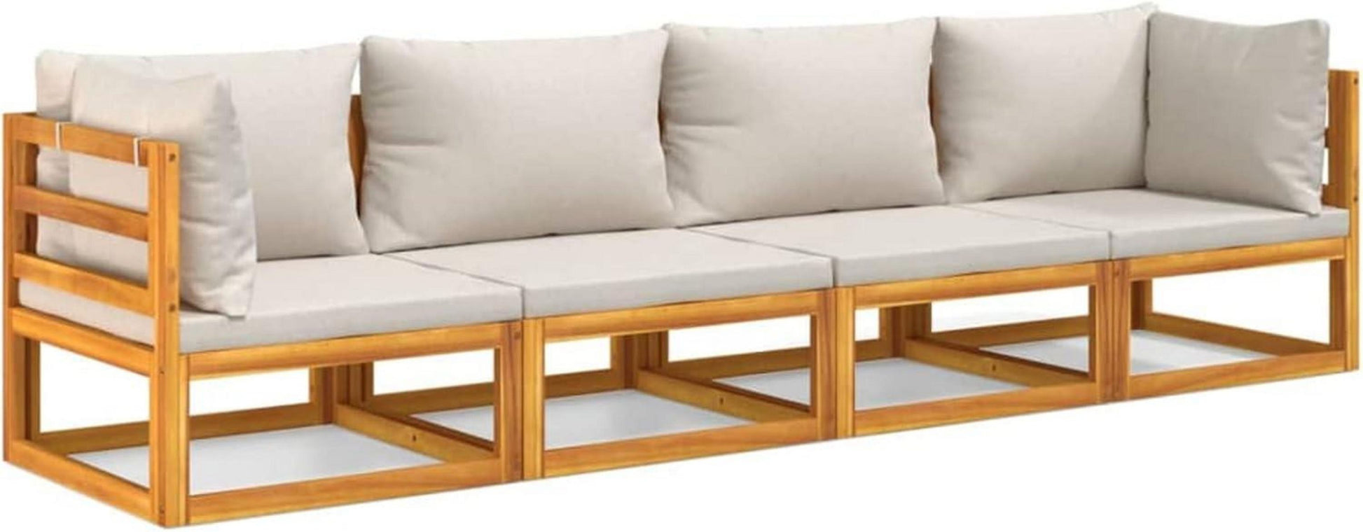 Modulares Gartensofa-Set Holz 4-TLG Balkonmöbel Lounge