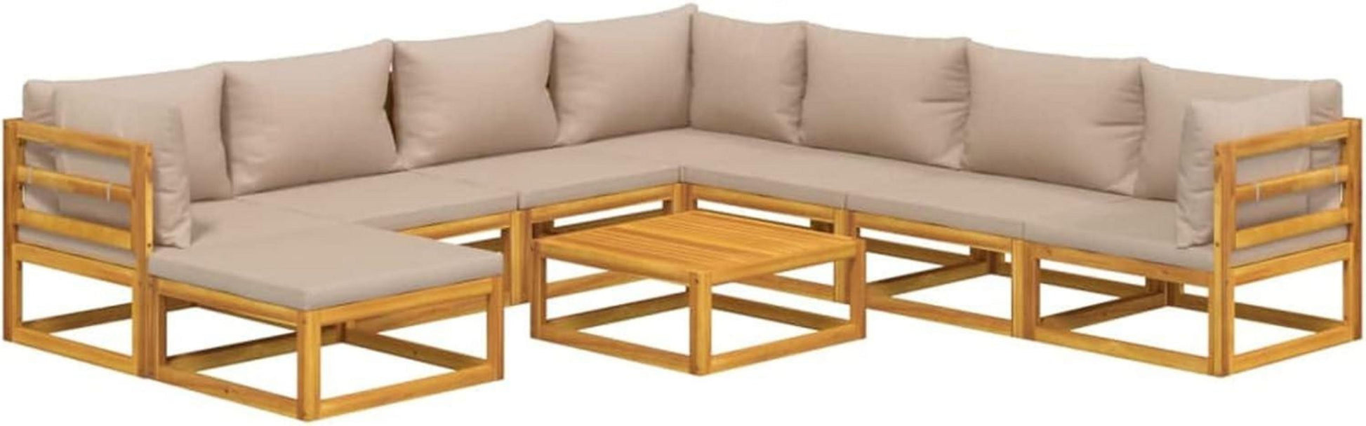 Gartenmöbel Set Holz 9-TLG Lounge Balkon Sitzgruppe Kissen Akazienholz