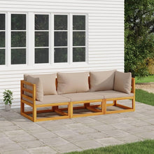 Gartenmöbel Lounge-Set Holz 3-tlg Balkon Sitzgarnitur Outdoor Taupe