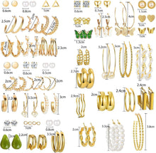 Gold Ohrringe Set 45 Paar für Damen Mädchen Mode Boho Perlen