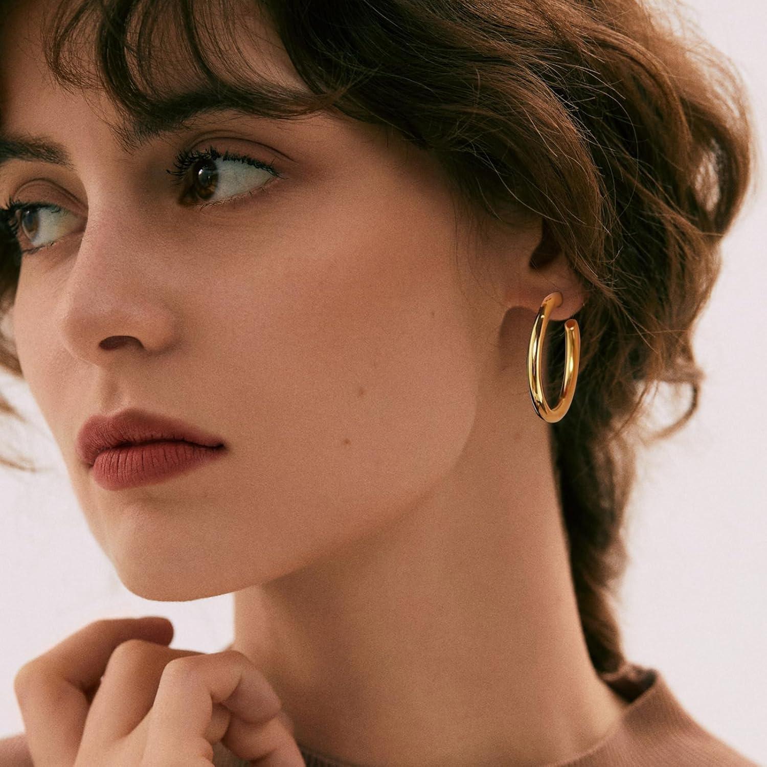 Gold Ohrringe Set Damen Mädchen Boho Perlen Creolen Ohrstecker
