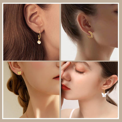 LOCCY 45 Paar Gold Ohrringe Set Damen Mädchen Boho Perlen Creolen Ohrstecker