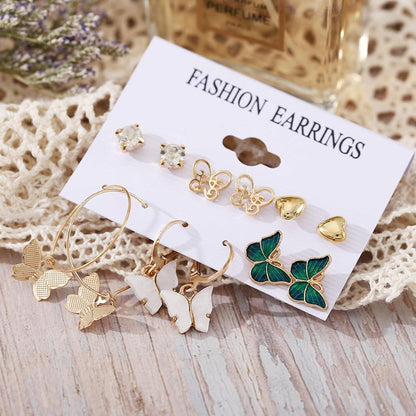 Ohrringe Set 45 Paar Gold Damen Mädchen Boho Creolen Perlen Ohrstecker