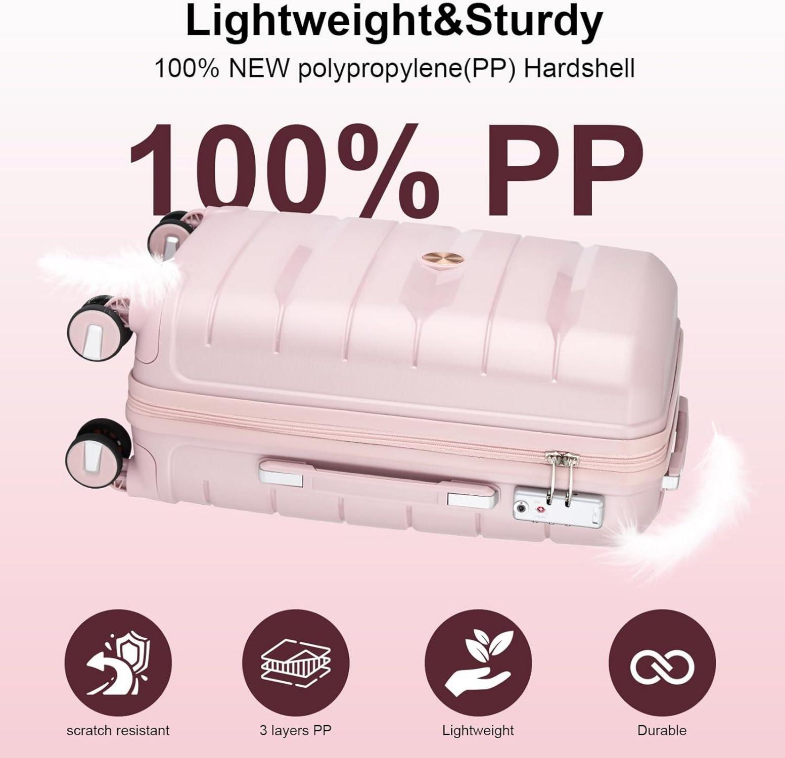 Sea choice Handgepäck Koffer 35L Rosa Hartschalen-Trolley 55cm TSA-Schloss