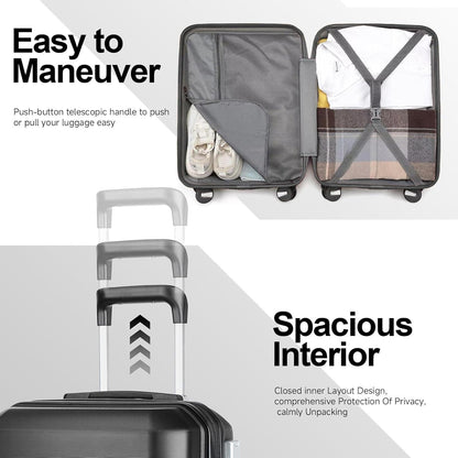 Handgepäck Koffer Schwarz Hartschale TSA-Schloss 55cm 35L 4 Rollen