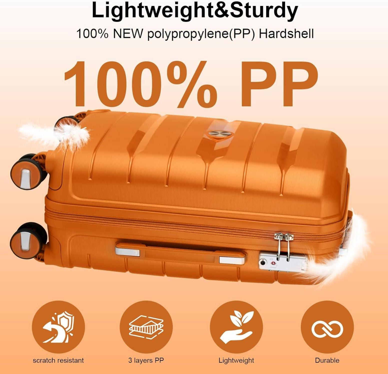 Sea choice Handgepäck Koffer 55cm Orange 4 Rollen TSA-Schloss - 35 Liter