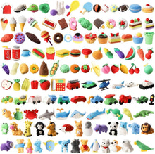 Tier-Radiergummis 125er Pack, 3D-Puzzle, Lebensmittel-Obst-Bleistift