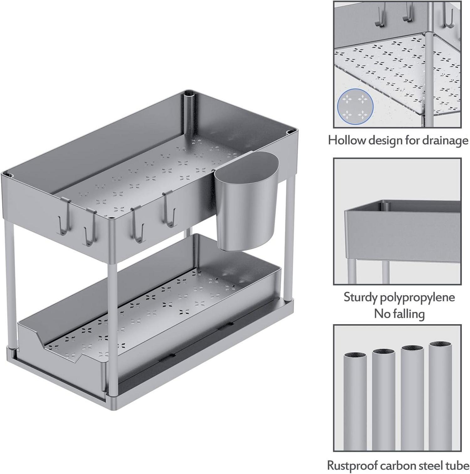 Unter Waschbecken Regal 2 Etagen Standregal Küche Organizer - Grau