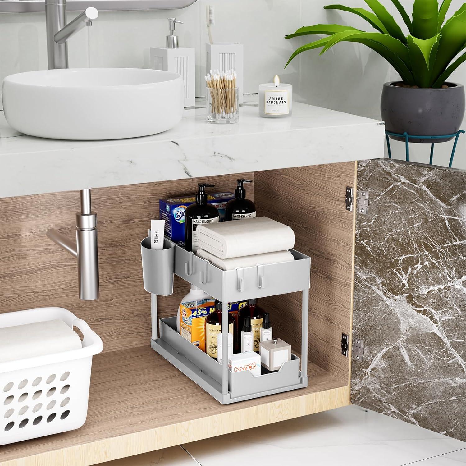 Puricon 2 Etagen Unter Waschbecken Regal Organizer - Grau
