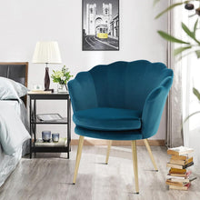 Samt Sessel Blau Gold Metallbeine Wohnzimmer Schlafzimmer Schminktisch