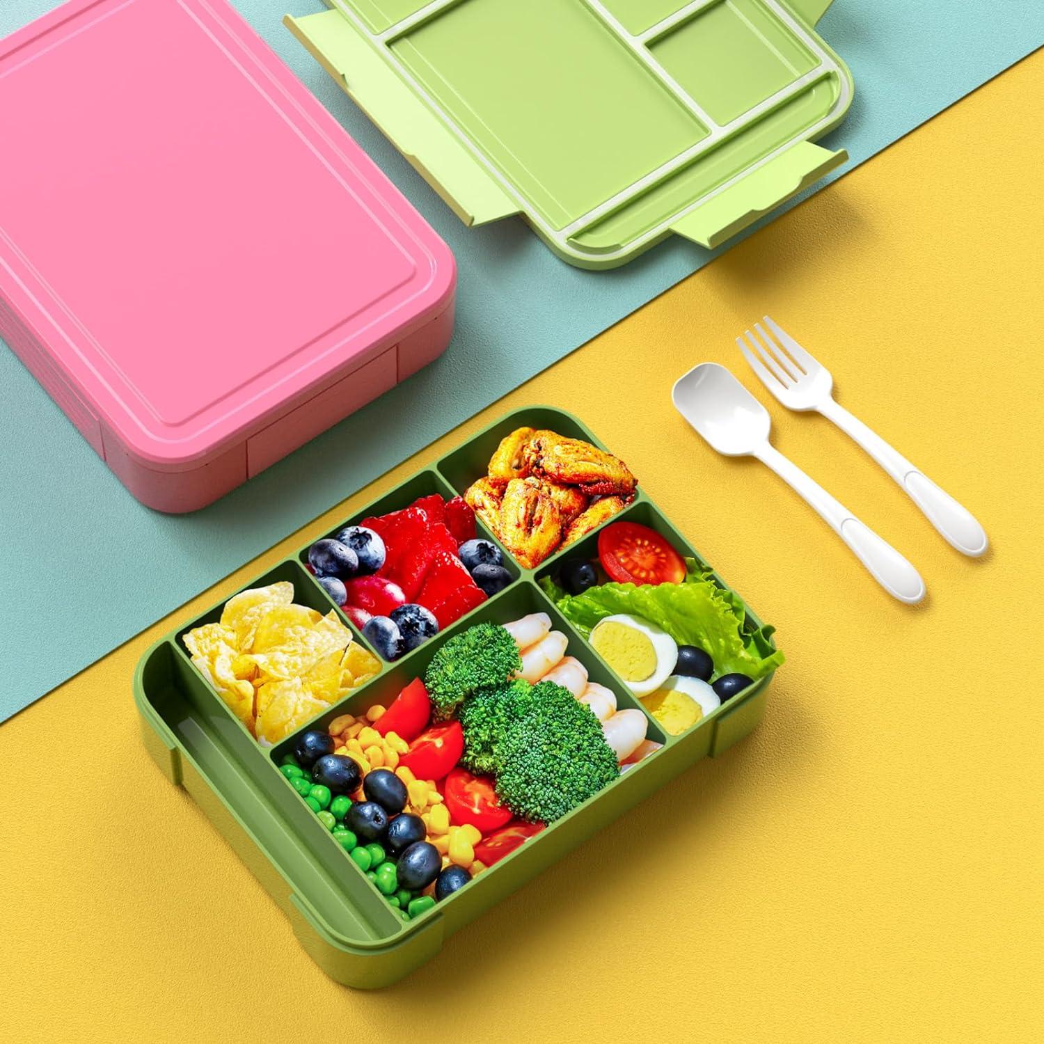 Brotdose Kinder 1300ml Lunchbox Auslaufsicher mit Fächern Grün