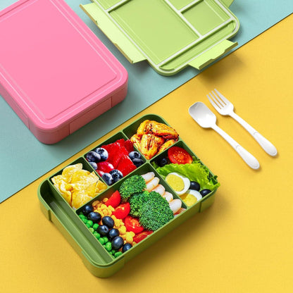 Brotdose Kinder 1300ml Lunchbox Auslaufsicher mit Fächern Grün