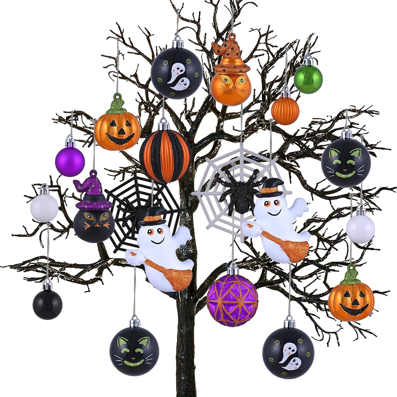 40-teiliges Halloween Kugeln Ornamente Set, Bruchsichere Baumkugeln