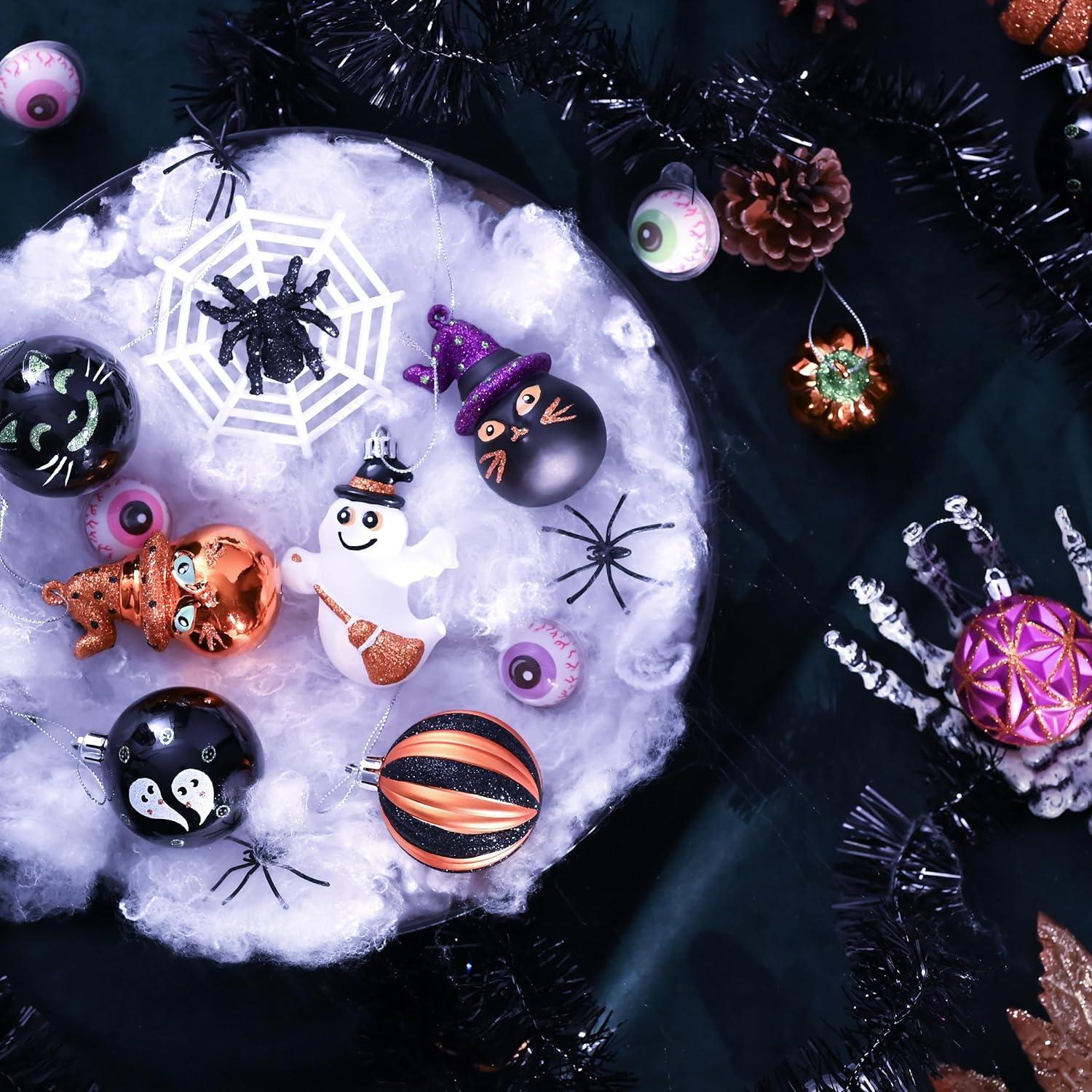 40-teiliges Halloween Kugeln Ornamente Set, Bruchsichere Baumkugeln