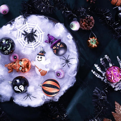 40-teiliges Halloween Kugeln Ornamente Set, Bruchsichere Baumkugeln