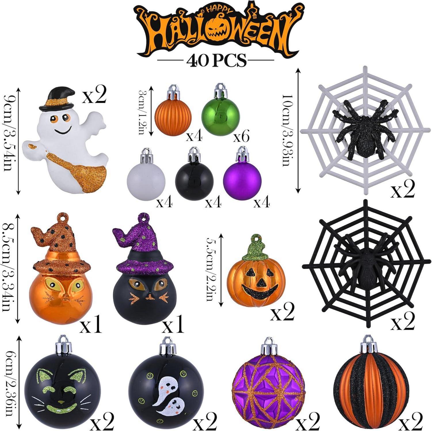 40 Stücke Halloween Kugeln Ornamente Deko Bruchsicher Hängende