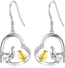 Huhn Ohrringe Sterling Silber Mutter Kind Bauernhof Tier Schmuck