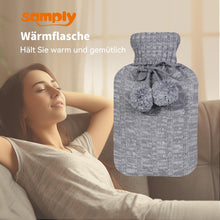 samply Wärmflasche 2L mit Strickbezug - Premium Qualität
