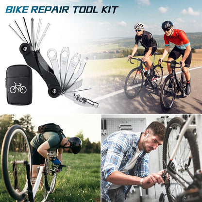 Fahrrad Multitool Set 17 in 1 Satteltasche Reparatur Werkzeug Kit
