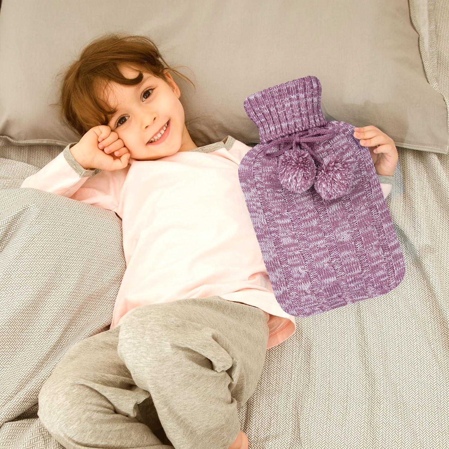 Wärmflasche mit Strickbezug 2L lila - Premium Qualität & Design