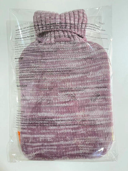 samply Wärmflasche mit Strickbezug 2L groß lila - Premium Qualität