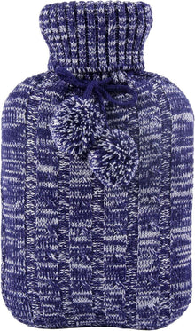 Wärmflasche mit weichem Strickbezug - Premium Qualität 2L Blau