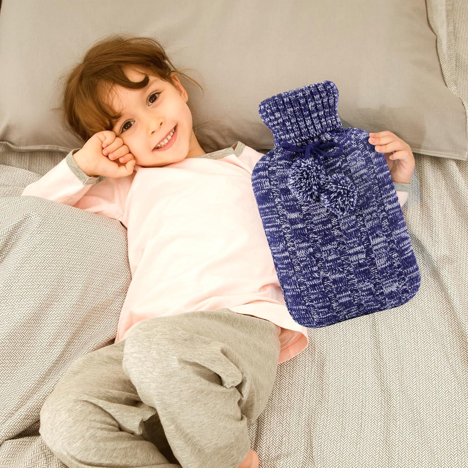 Wärmflasche mit Strickbezug 2L Blau – Premium Qualität & Design