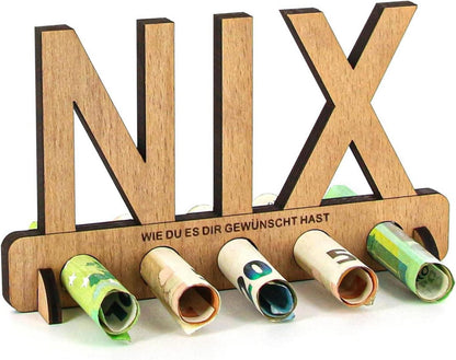 Originelles NIX Geldgeschenk Holz Geburtstagsgeschenk
