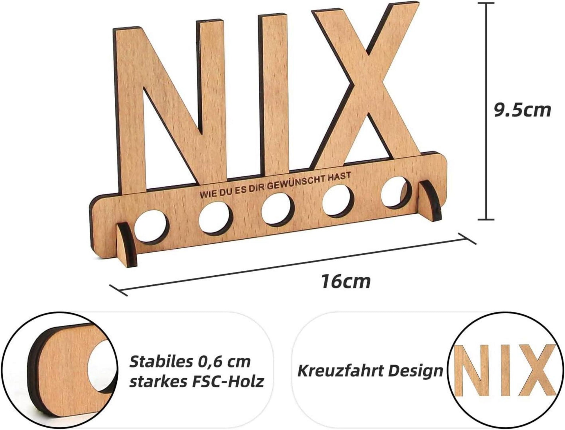 Originelles NIX Geldgeschenk aus Holz für Geburtstag und
