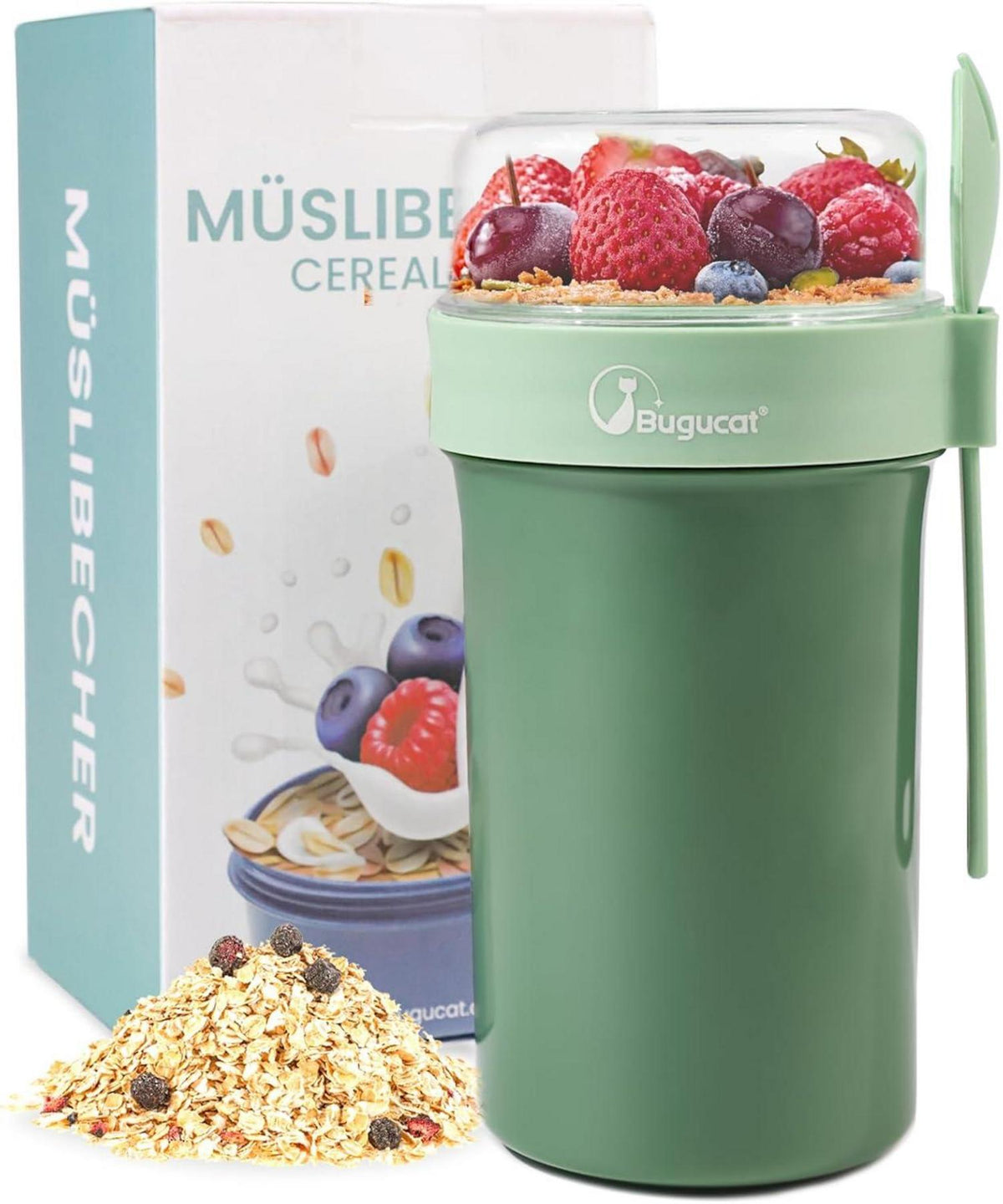 Müslibecher to Go 760ml+230ml Praktischer Joghurtbecher Löffel Müsli