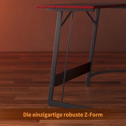 Gaming Eckschreibtisch 120x120 cm L-Form Monitorständer Platzsparend Schwarz