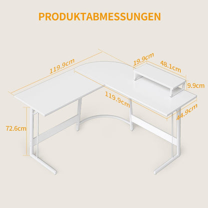 Eckschreibtisch 120x120 cm Monitorständer Schubladen