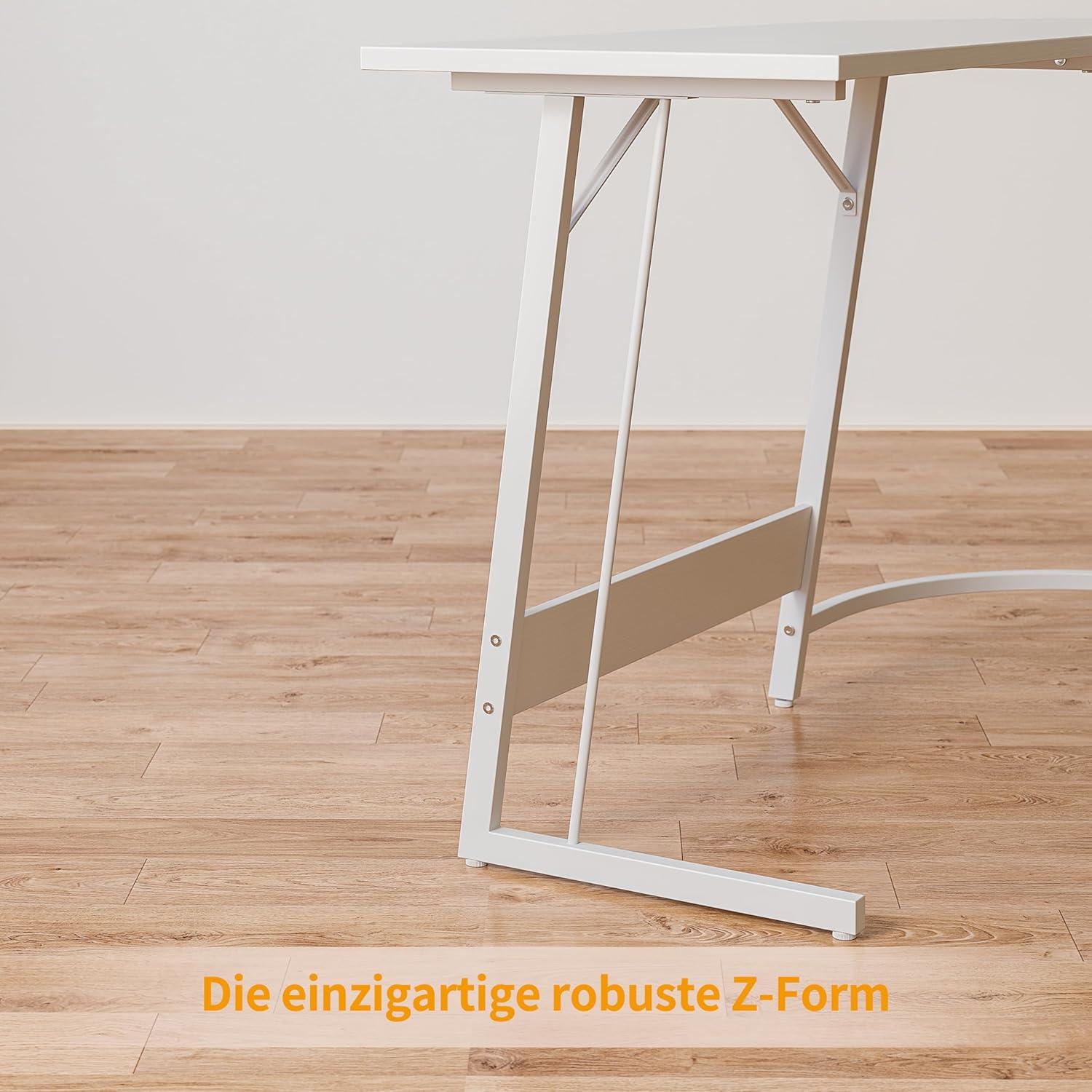 Eckschreibtisch 120x120 cm Weiß L-Form Monitorständer Schubladen