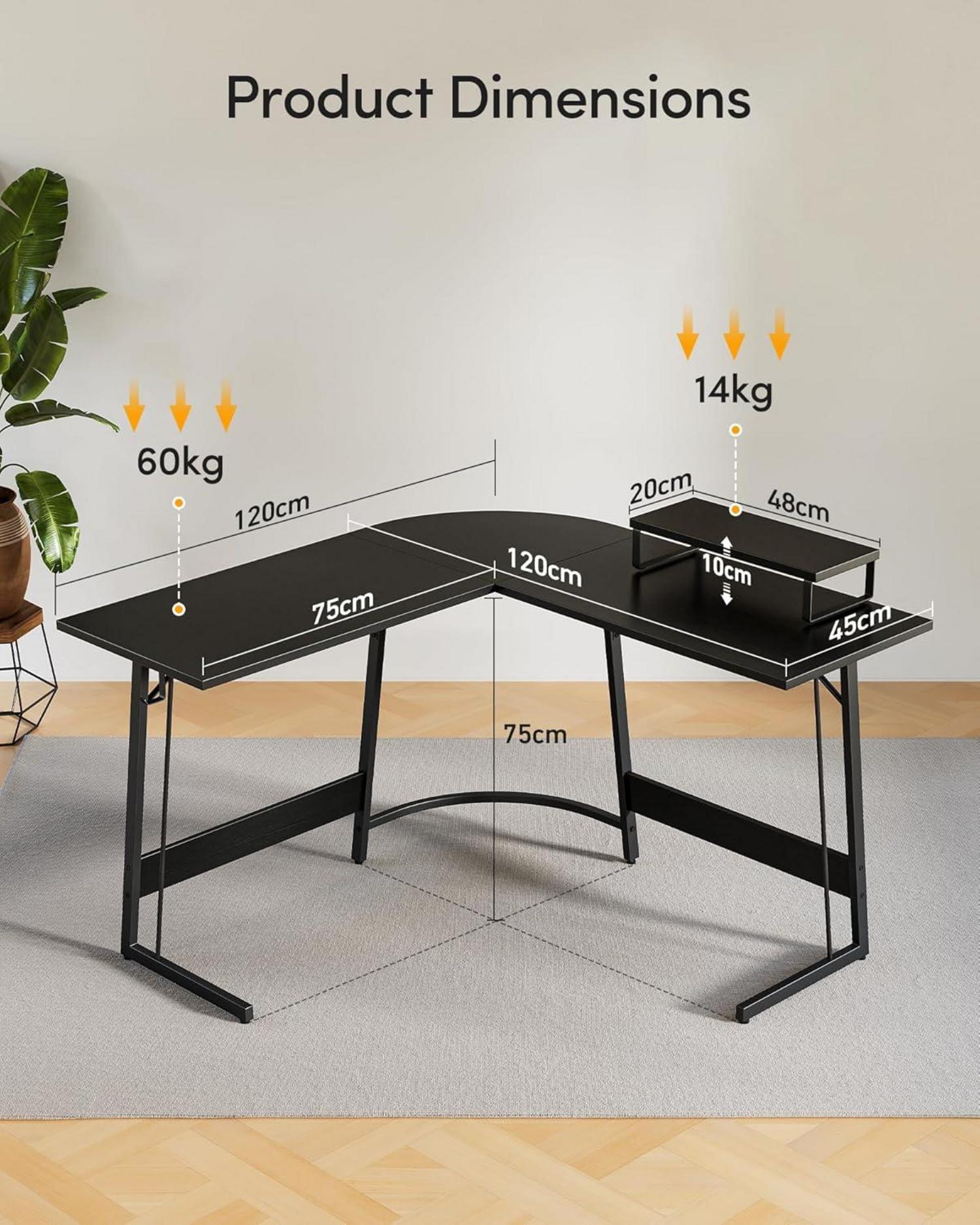 Gaming Tisch Eckschreibtisch 120x120 cm Schwarz Magnetische
