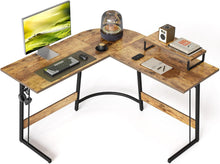 Gaming Eckschreibtisch 120 x 120 cm L Form Monitorständer Vintagebraun