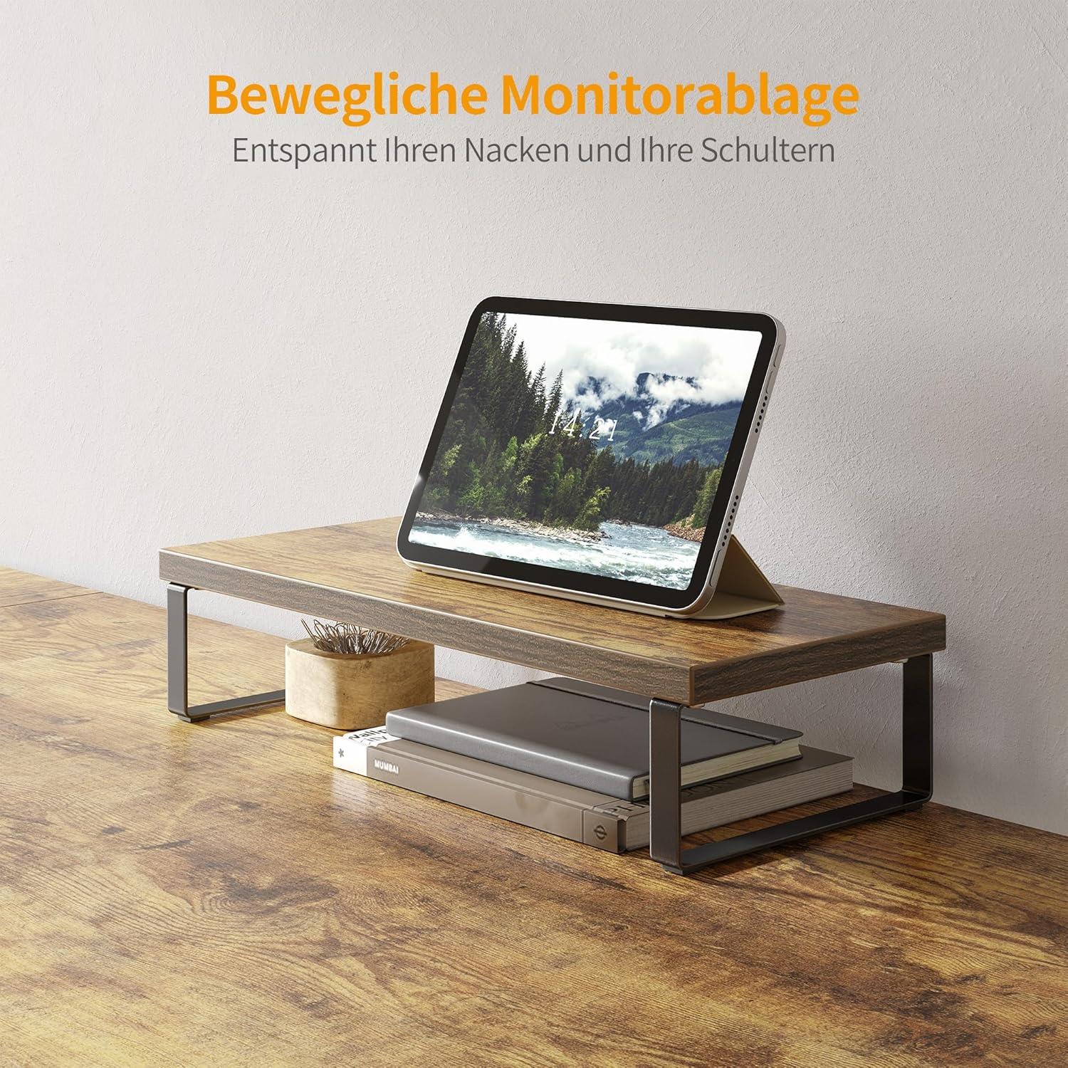 Gaming Schreibtisch L-Form 120x120cm Monitorständer Vintagebraun