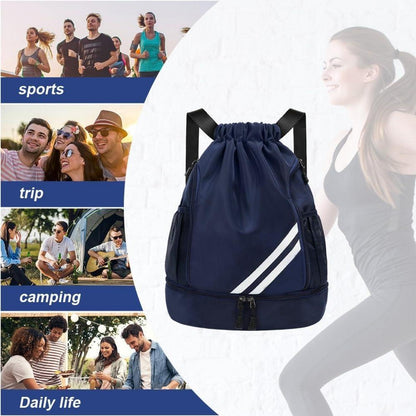 Sportrucksack Turnbeutel Kordelzug Große Kapazität wasserfest A-blau