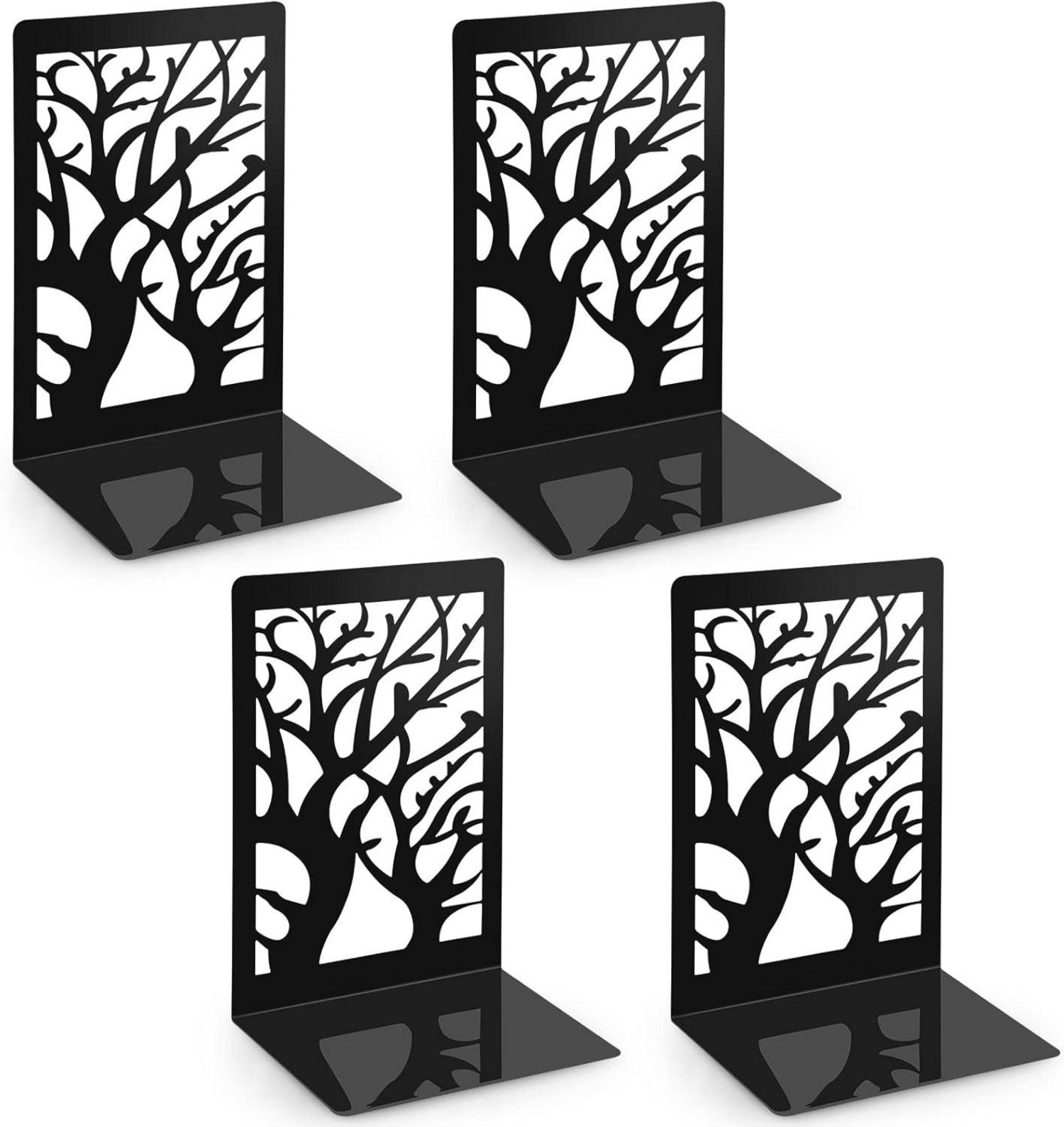 Buchstütze Metall Bookends Book Holder Schwarz 2 Paar 17,2x12x9,3 cm