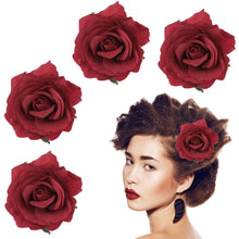 4 Stück Blumen-Haarspangen Rosen Boutonniere Brosche